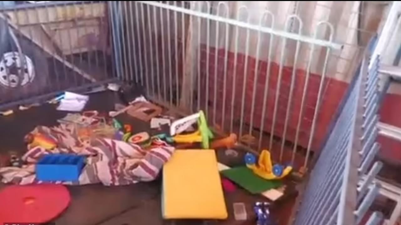 A child was allegedly left in a 'makeshift playpen' at an industrial worksite after their father was unable to send them to daycare because of their allergies.