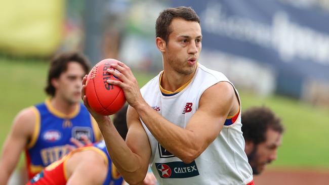 New recruit Tom Doedee at Lions training at Brighton Home Arena on Sunday. Picture Lachie Millard