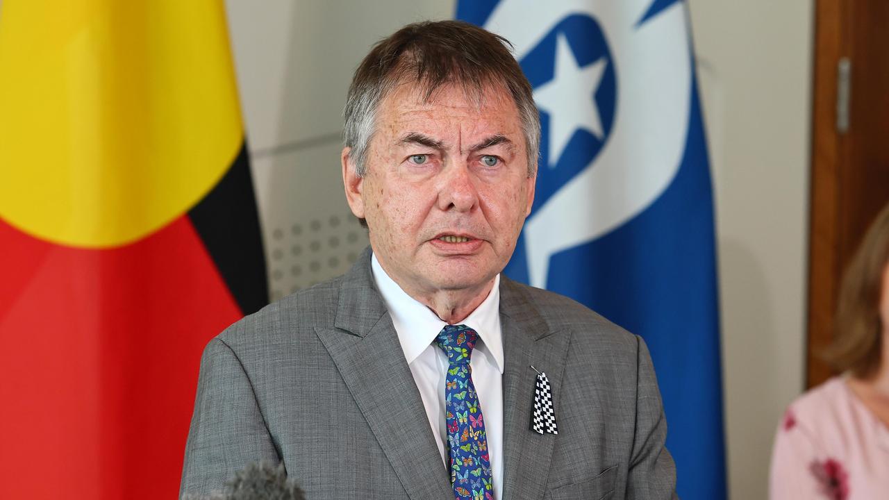 ommissioner Walter Sofronoff during a press conference at the handing down of the DNA Inquiry report in Brisbane. Picture: NCA NewsWire/Tertius Pickard