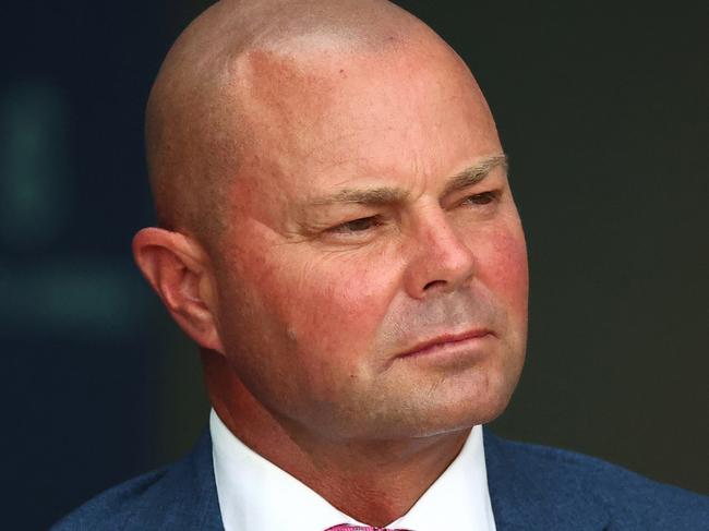 SYDNEY, AUSTRALIA - FEBRUARY 24: Trainer Matthew Dunn looks on prior to Race 2 TAB Highway during "Silver Slipper Stakes Day" - Sydney Racing at Rosehill Gardens on February 24, 2024 in Sydney, Australia. (Photo by Jeremy Ng/Getty Images)