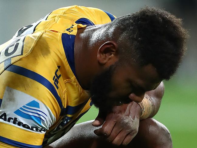 MELBOURNE, AUSTRALIA - SEPTEMBER 21: Maika Sivo of the Eels looks on after the Eels loss during the NRL Semi Final match between the Melbourne Storm and the Parramatta Eels at AAMI Park on September 21, 2019 in Melbourne, Australia. (Photo by Kelly Defina/Getty Images)