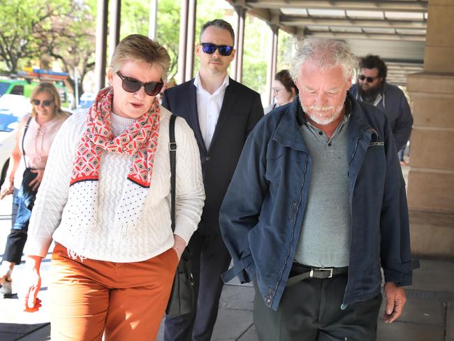 Blake Lawrence, centre, leaves court with David Lawnrence’s family. Picture: Dean Martin