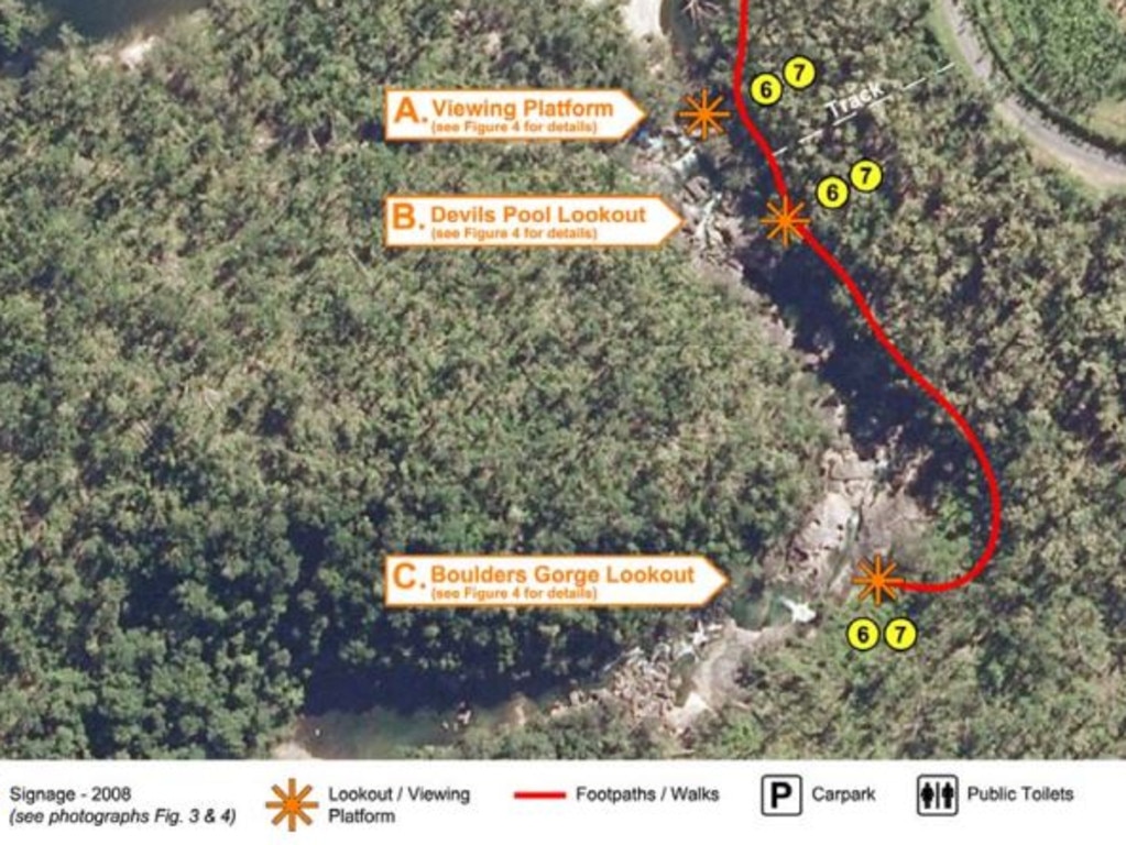 An aerial shot of the Babinda Boulders area. Picture: Coroner's Report (James Bennett inquiry)