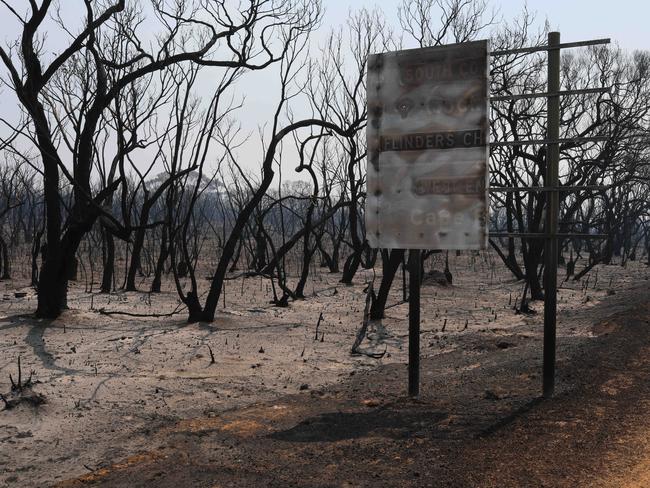 The aftermath at Kangaroo Island Wilderness Retreat on South Coast Road, Flinders Chase, after the bushfire. Picture: Emma Brasier