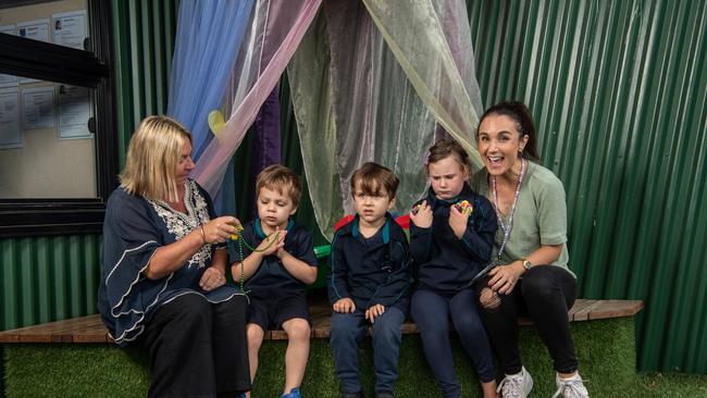 Barwon Valley School Prep class. L-R Sam Whiting, Erik Davidson, Sully Evans-Hunt, Tali Finemore and Rebekah Ivermee.
