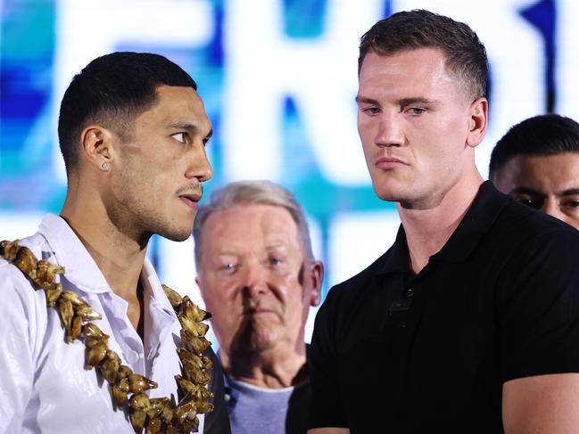 Opetaia eyes up jack Massey. Picture: Getty images