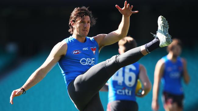 Kurt Tippett at Sydney training is still playing for his season. Picture: Phil Hillyard