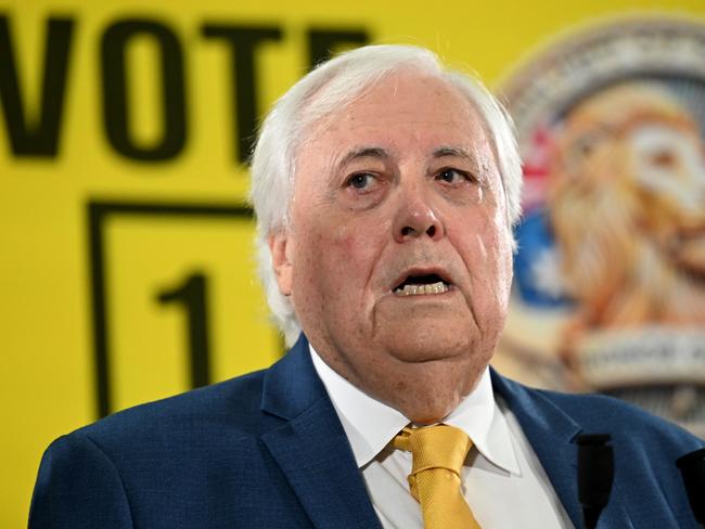 SUNSHINE COAST, AUSTRALIA - APRIL 19:  Australian businessman Clive Palmer speaks at a press conference after the federal election campaign launch of the 'Trumpet of  Patriots' party on April 19, 2025 on the Sunshine Coast, Australia. Australian businessman and former member of parliament, Clive Palmer is intending to contest the 2025 federal election with his Trumpet of Patriots party. (Photo by Dan Peled/Getty Images)