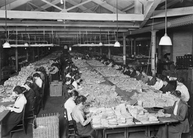 The war effort’s redirection section in the Australian Post Office in London, 1918. Picture: Australian War Memorial