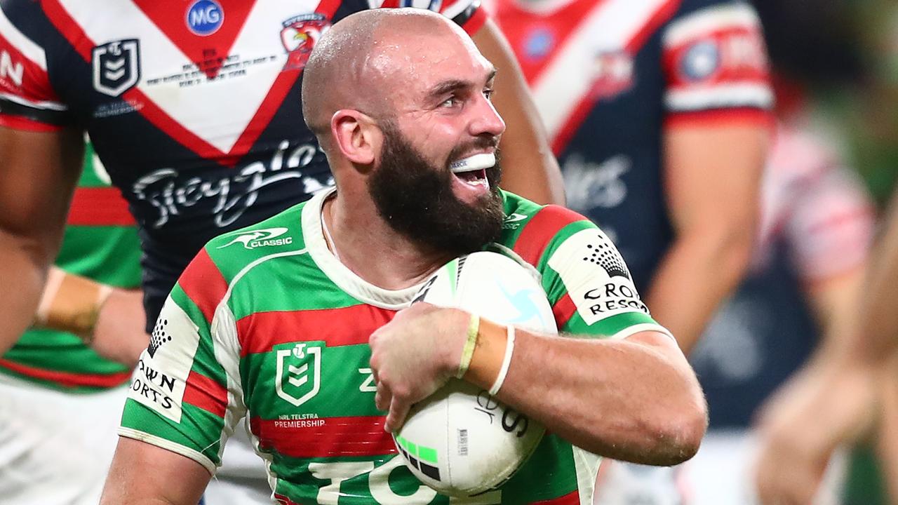 Mark Nicholls had extra reason to celebrate scoring a double against the Roosters in round 24. Picture: Chris Hyde/Getty Images