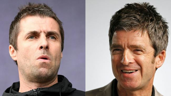 Liam Gallagher (L) performing during the 27th edition of the musical festival "Les Vieilles Charrues" in Carhaix-Plouguer, western France, in 2018 and Noel Gallagher at the 2018 Mercury Music prize awards ceremony in London.