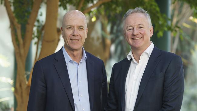 Fairfax Media CEO Greg Hywood, left, and Nine CEO Hugh Marks. Pic: AAP