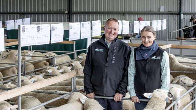 Gemini White Suffolks owners, Craig and daughter Chloe Mitchell. Picture: Zoe Phillips