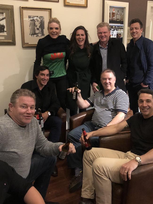 Erin Molan with members of Channel 9’s rugby league coverage team.