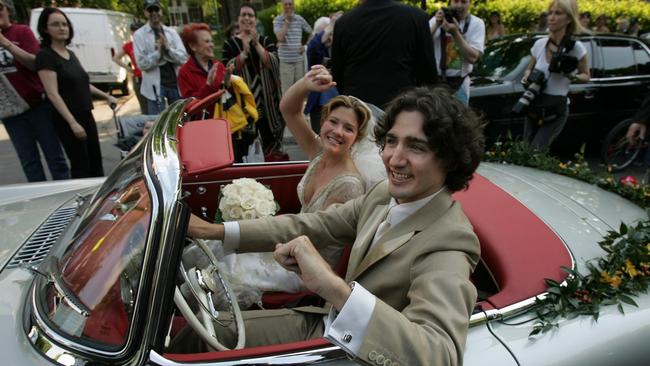 Trudeau and Sophie Grégoire on their wedding day in 2005. Picture: Bernard Weil/Getty Images