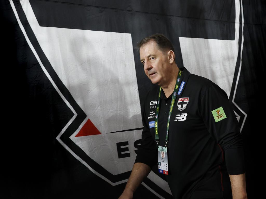 Ross Lyon had a great night in the coaches’ box. Picture: Michael Klein