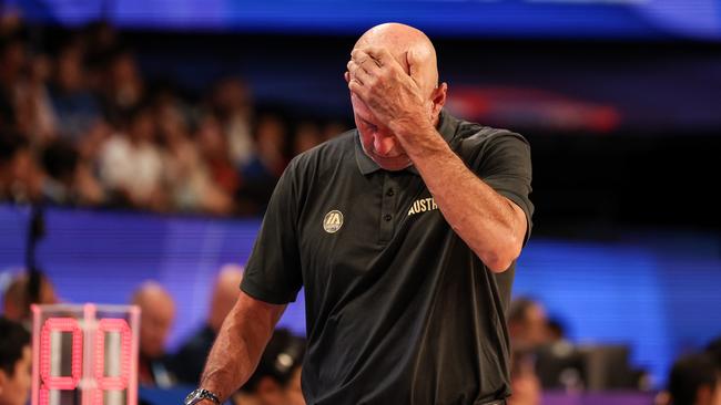 Head coach Brian Goorjian after the loss. Picture: Getty Images