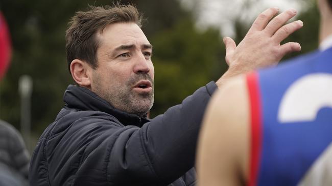 South Croydon coach addressing the players on Saturday. Picture: Valeriu Campan