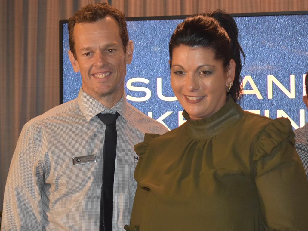 Magpies Sporting Club general manager Darren Smith (left) and Zoe Cook, who was named female athlete of the year at Magpies awards night, October 29, 2021. Picture: Matthew Forrest