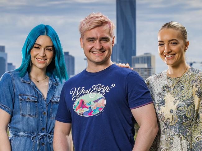 Amy, George and Emma from the band Sheppard at New Farm Park.Picture: Nigel Hallett