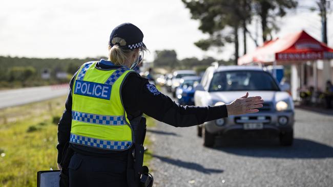 A police roadblock in Perth in June. Picture: Getty Images