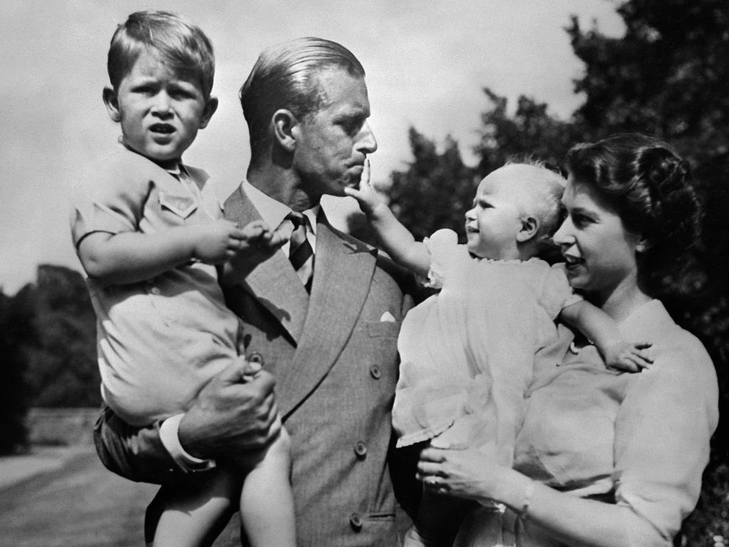 The Queen and Prince Philip with Prince Charles and Princess Anne. Picture: AFP