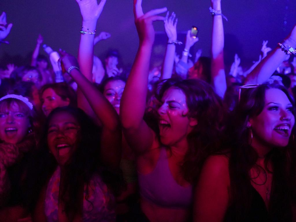 Scenes from the The Chemical Brothers’ headline set at the Obelisk Arena. Picture date: Saturday July 24, 2021. (Photo by Jacob King/PA Images via Getty Images)