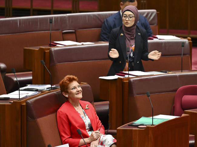 Payman clashing with Hanson in federal parliament. Picture: Martin Ollman