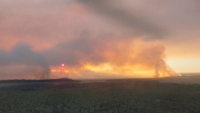 QPWS rangers have worked diligently to prevent the fire from threatening sensitive ecosystems. Picture: Contributed