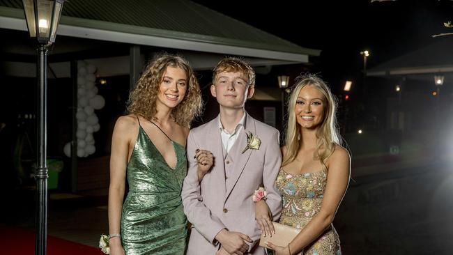 Formal for year 12 students from Emmanuel College. Kacey Bobbin, Lincoln Hughes, Caitlin Haines . Picture: Jerad Williams