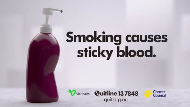 Cancer Council’s new campaign to raise awareness of the dangers of sticky blood. Picture: supplied Quit Victoria