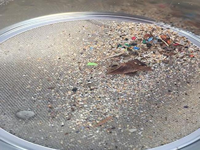 An example of microplastics collected from the beach along West Esplanade in Manly Cove. Picture: AUSMAP