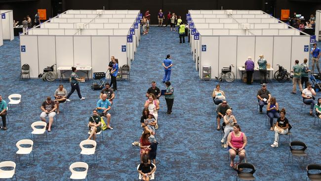 The mass vaccination hub set up in the Cairns Convention Centre. Picture: Brendan Radke