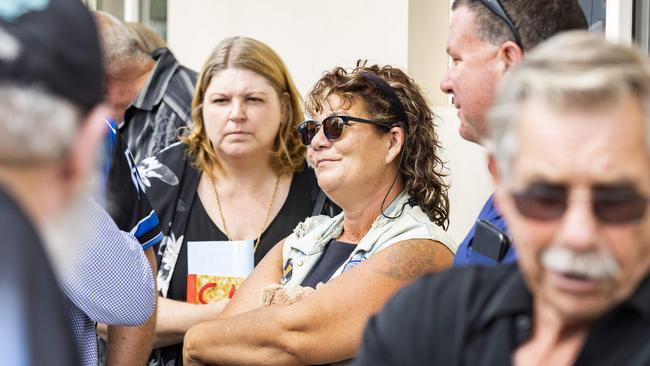 Alan’s widow Kerry carried a teddy bear adorned in a Ford T-shirt. Picture: Richard Walker