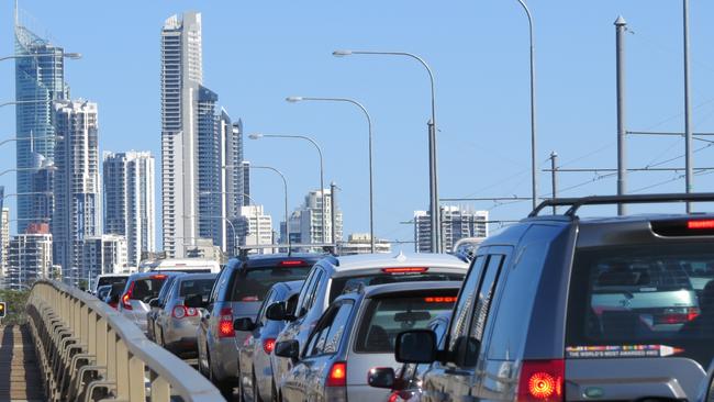 Traffic almost at a standstill on the Gold Coast Hwy at Southport. Photo: Kristy Muir