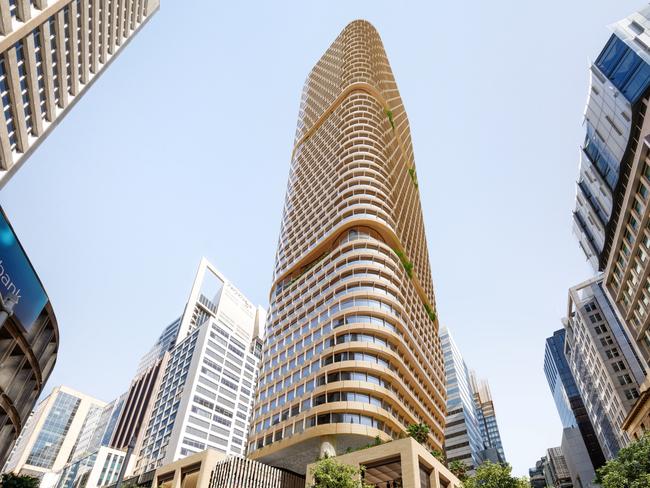 Artist's impression of the planned Halo tower at Pitt and Hunter St being undertaken by Milligan Group and Lendlease