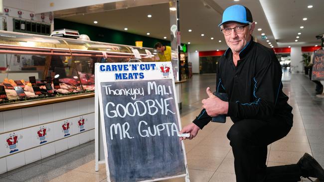 Tim Wendland, a Whyalla local butcher farewells Sanjeev Gupta after it was announced the steelworks went into administration. Picture: Tim Joy