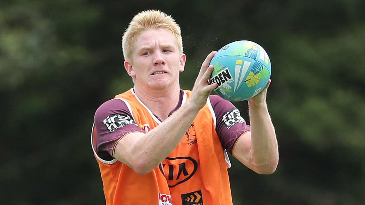 Tom Dearden at Brisbane Broncos training at Red Hill. Pic: Peter Wallis