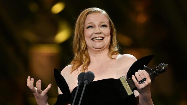 Sarah Snook with her Olivia Award for Best Actress. Picture: Getty Images