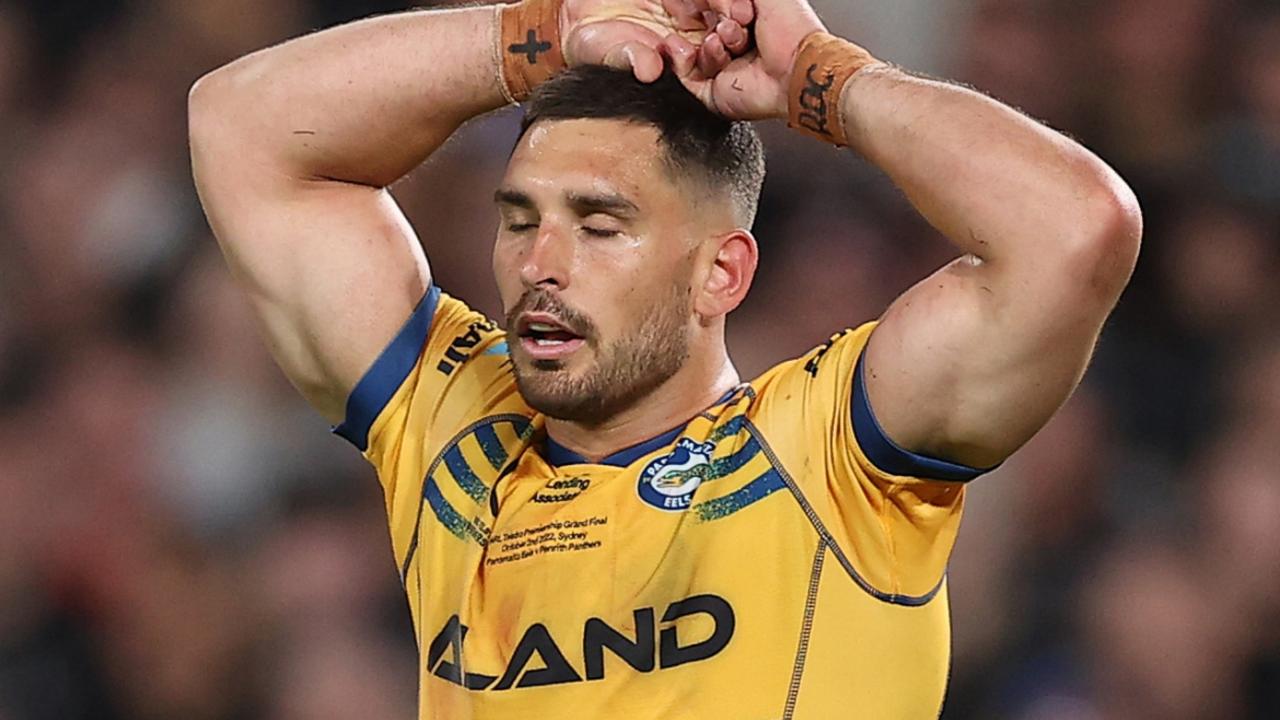 SYDNEY, AUSTRALIA - OCTOBER 02: Ryan Matterson of the Eels looks dejected during the 2022 NRL Grand Final match between the Penrith Panthers and the Parramatta Eels at Accor Stadium on October 02, 2022, in Sydney, Australia. (Photo by Mark Kolbe/Getty Images)