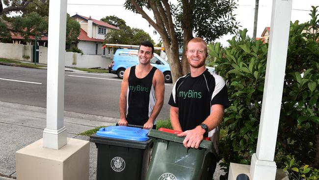 Joe Drew and Amos Michael are the founders of myBins, a company that takes people's bins to the curb in Sydney’s lower north shore.