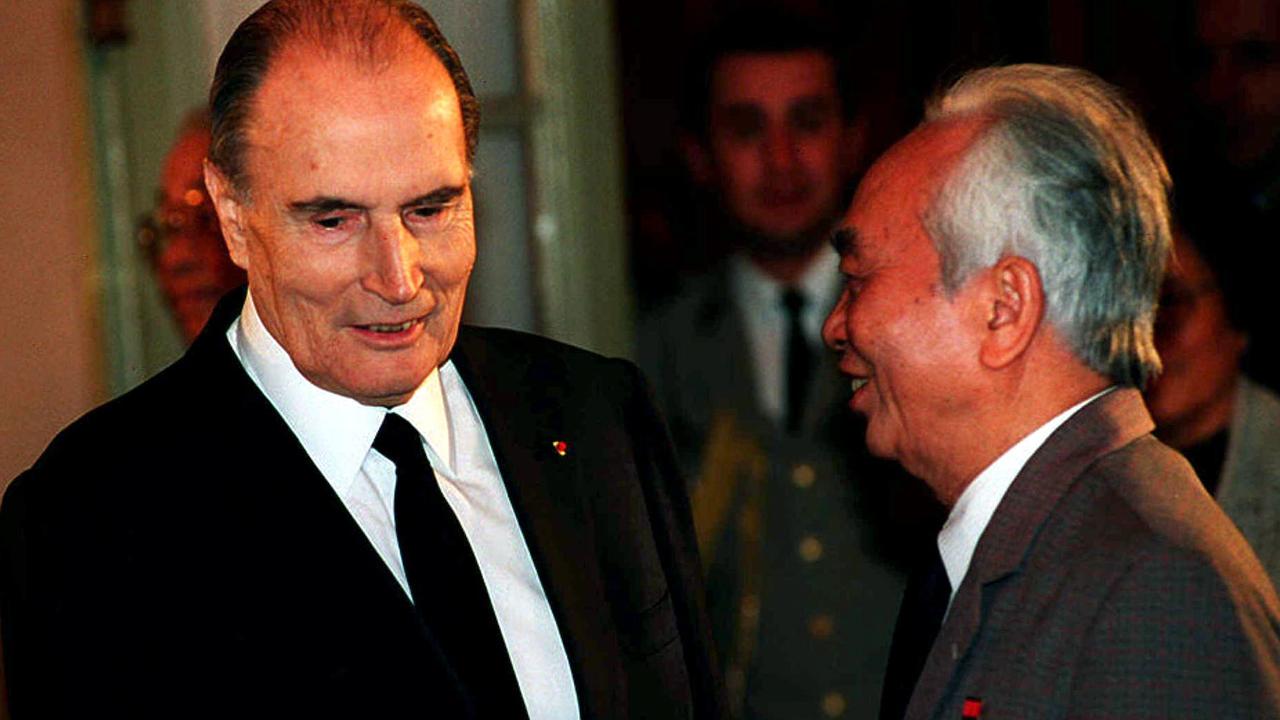 Francois Mitterand, left, pictured in 1993. Picture: Supplied