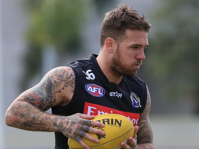 Dane Swan at Collingwood training during his final AFL season in 2016. Picture: Wayne Ludbey