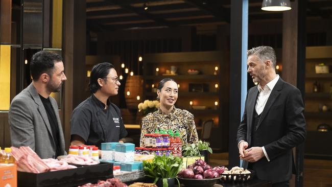 Andy Allen, Luke Nguyen, Melissa Leong and Jock Zonfrillo dissect Nguyen’s pho on MasterChef. Picture: Supplied