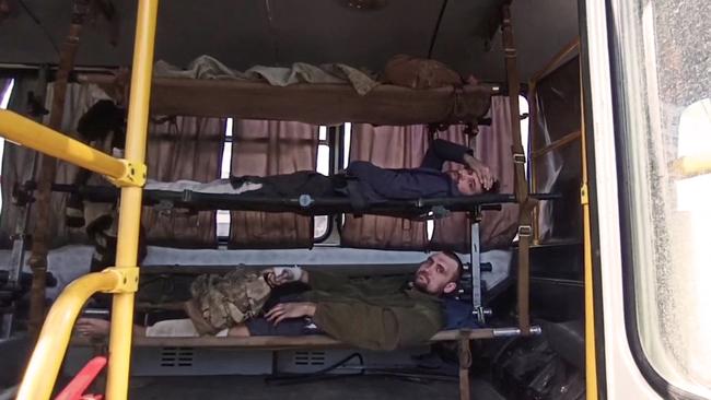 Video released by the Russian Defence Ministry shows Ukrainian service members after surrendering the Azovstal steel plant in Mariupol. Picture: AFP.