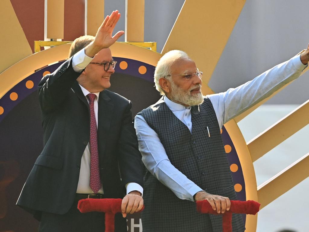 Prime Minister Anthony Albanese and Indian Prime Minister Narendra Modi have held a series of meetings this week. Picture: Punit Paranjpe/AFP