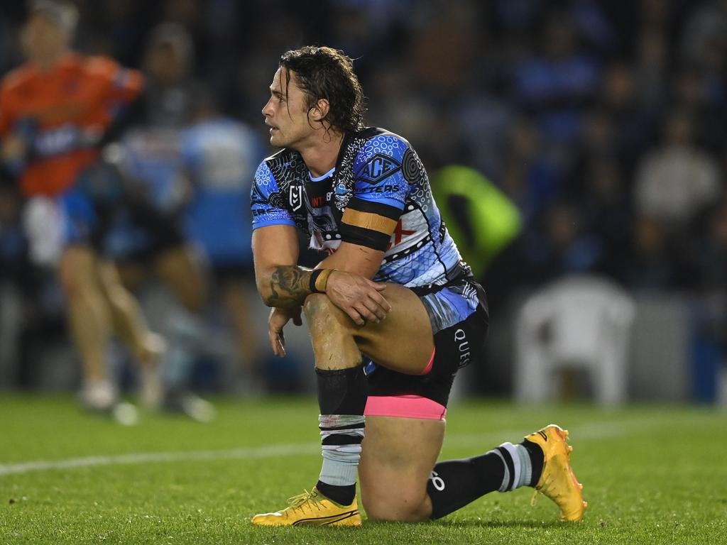 NRL 2024 RD12 Cronulla-Sutherland Sharks v Penrith Panthers - Nicholas Hynes, dejected. Picture: NRL Photos