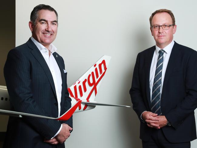 Virgin Australia CEO Paul Scurrah and administrator Vaughan Strawbridge of Deloitte. Picture: John Feder