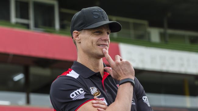 Nick Riewoldt will miss between 2-6 weeks with a knee injury. Picture: Valeriu Campan