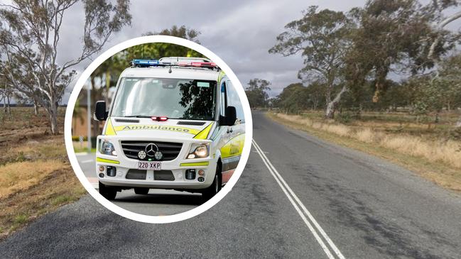 Man taken to Toowoomba Hospital with injuries after car hits tree